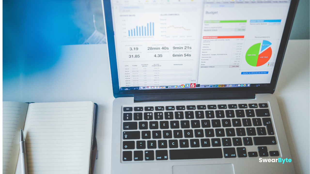 Digital marketer analyzing paid advertising campaign performance on a laptop