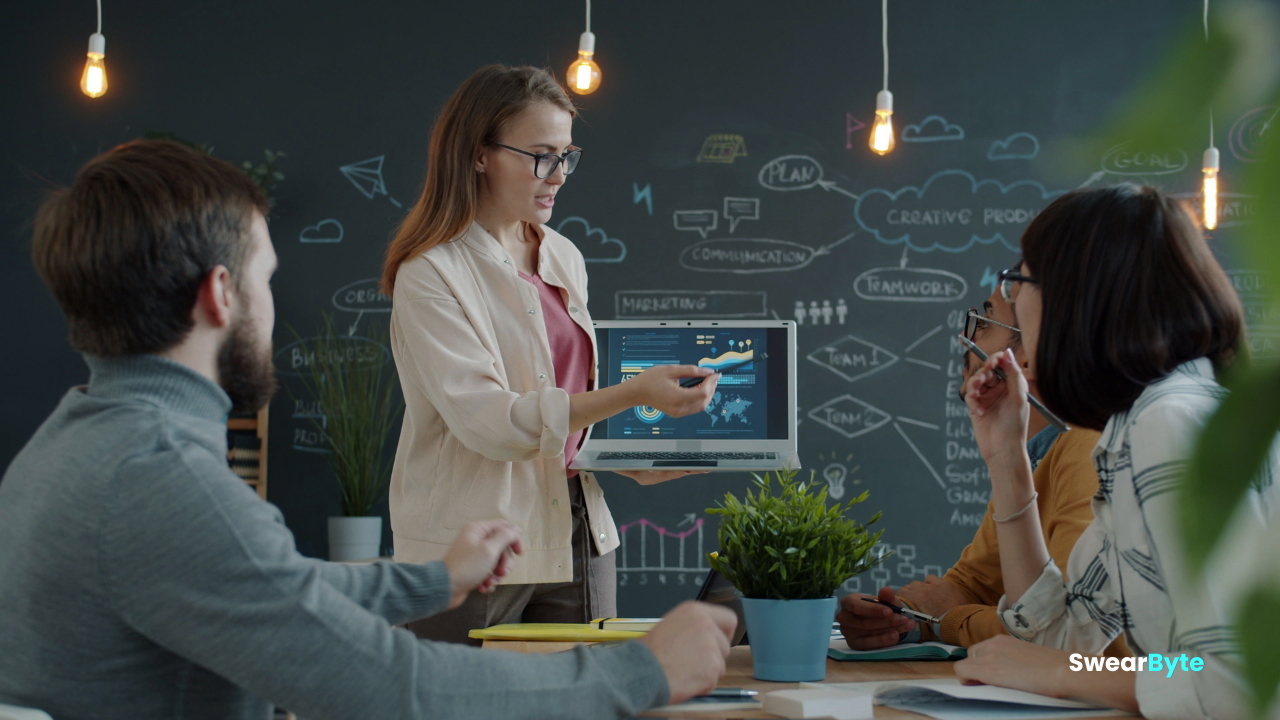 Freelancer discussing digital marketing services with a client