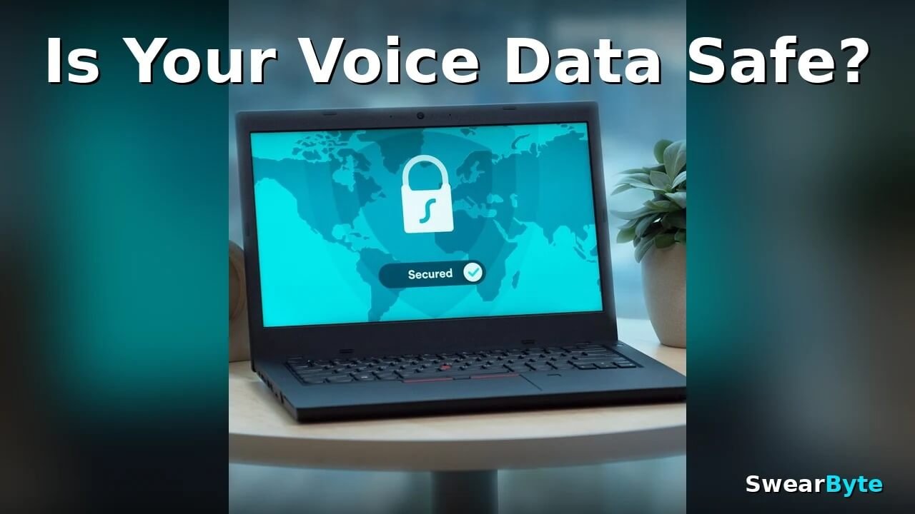 Laptop showing secured padlock representing Fish Audio data safety