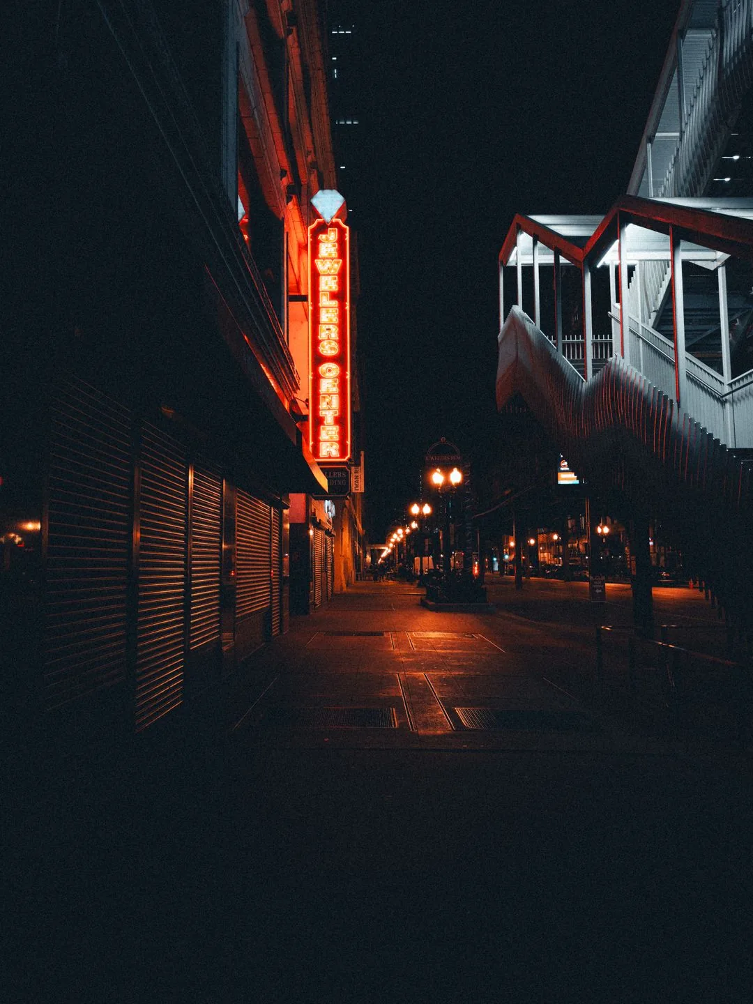 chicago sidewalk neon at night aesthetic phone background