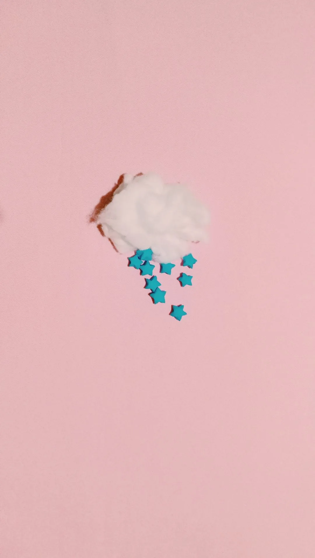 cloud decor with stars on pink phone wallpaper aesthetic