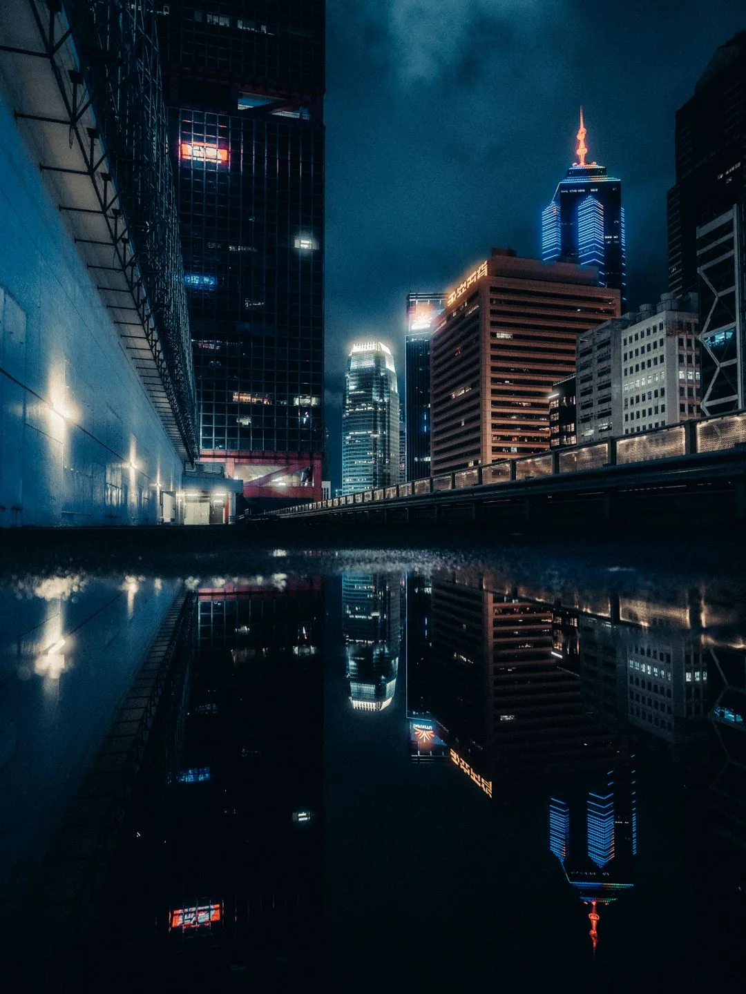 hong kong night city reflections phone wallpaper aesthetic