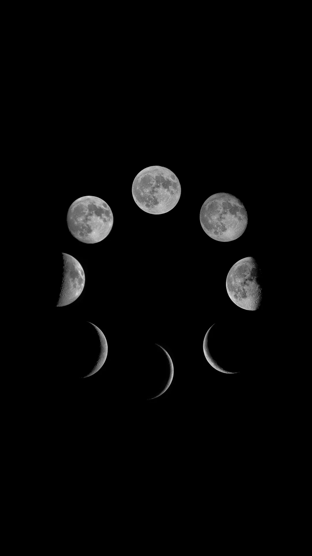 moon phases on black phone wallpaper aesthetic