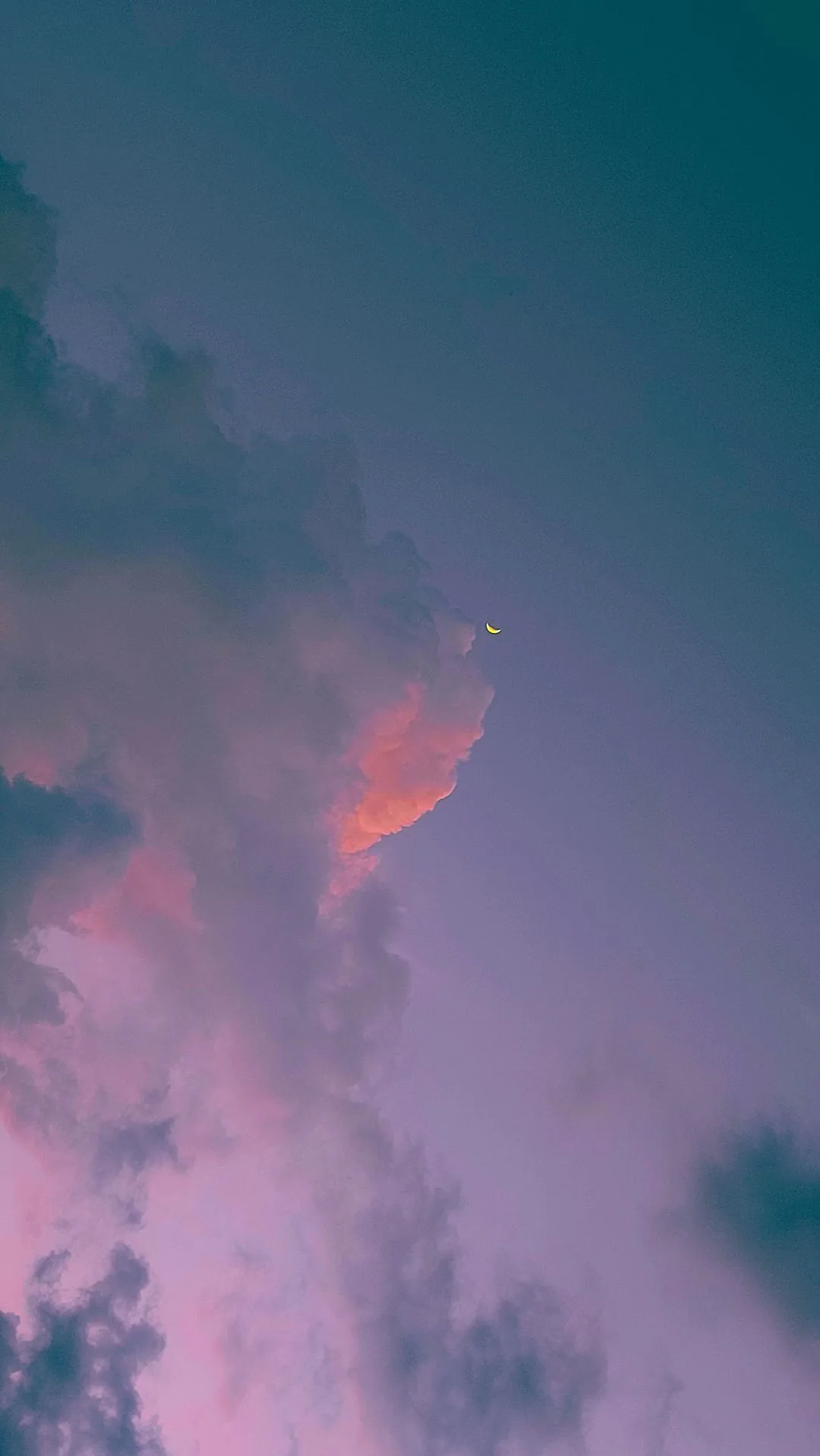 crescent moon in purple clouds aesthetic phone wallpaper