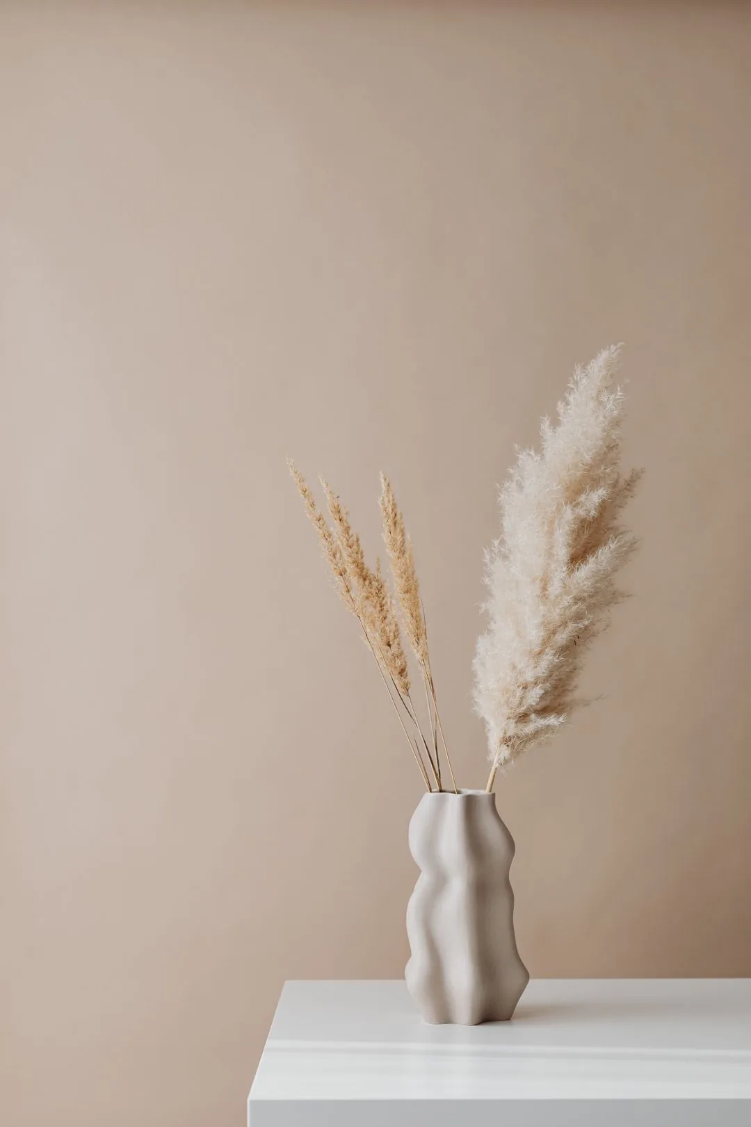 pampas grass in sculpted vase phone wallpaper aesthetic